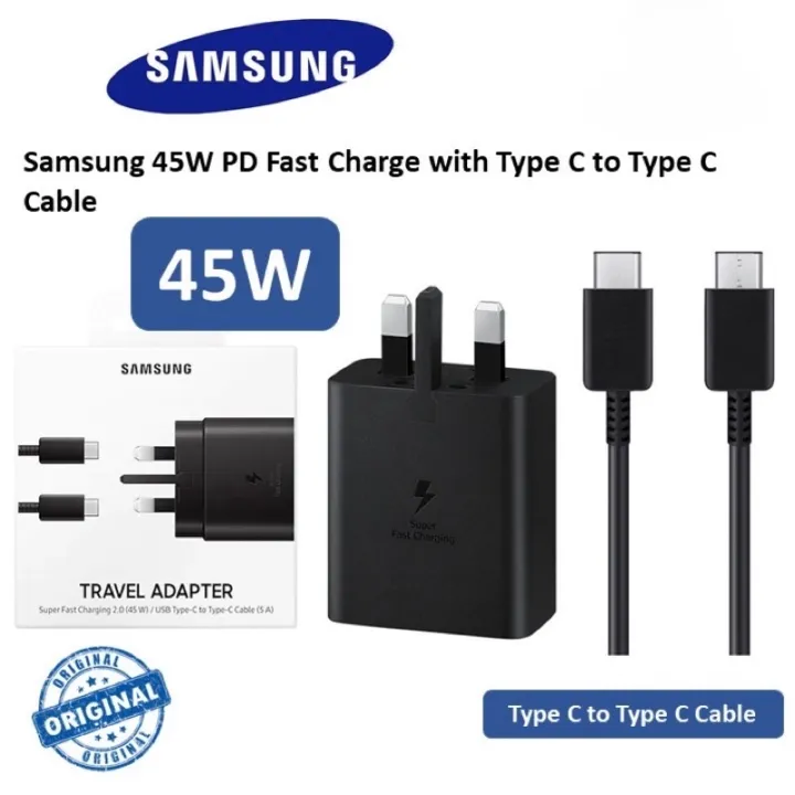 Samsung 45W PD Fast Charging Adapter /Charger Type-C to Type-C with Cable(cod:2258))