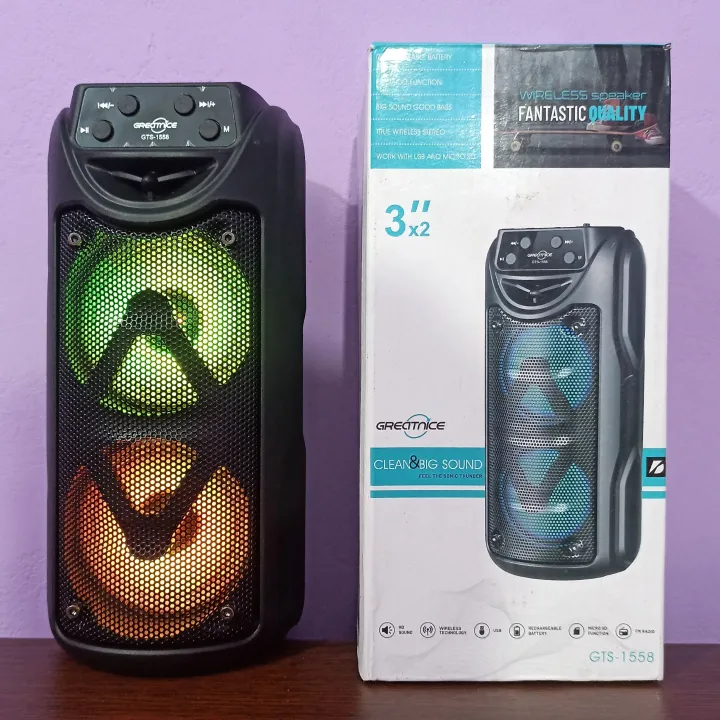 GREATNICE GTS-1558 Bluetooth, USB, TF Card Supported Speaker With FM Radio & Lighting Effects(2258)