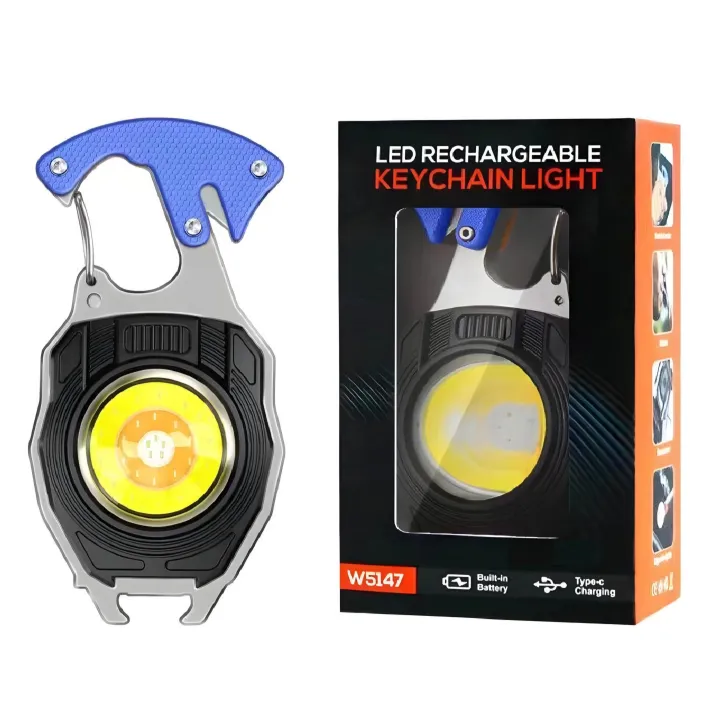 W5147 LED Rechargeable Keychain Light with Electric Lighter – Smart Lighter Key Ring Tool(cod:2258)